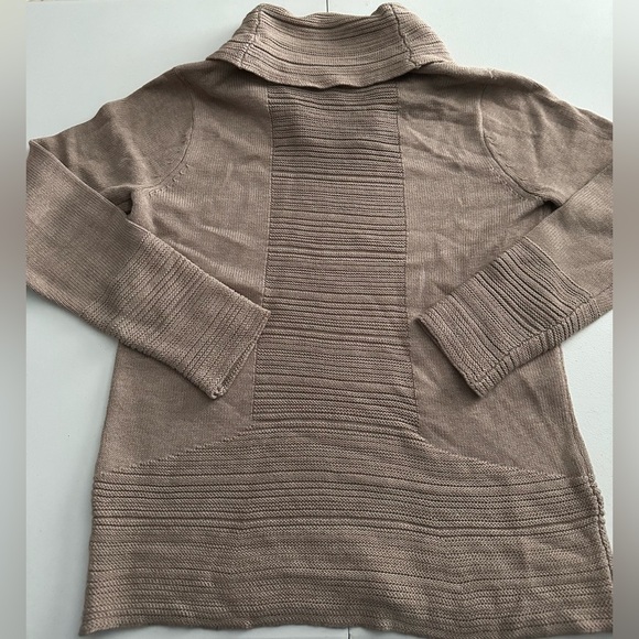 EUC CALVIN KLEIN Sweater Womans Tan Cable Knit Cowl Neck Long Sleeve Pullover - Picture 3 of 3